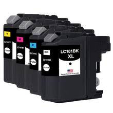 Load image into Gallery viewer, Remanufactured for Brother LC101XL Black and 3 Color Combo 4-Pack