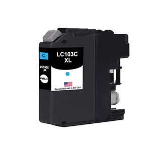Remanufactured Brother LC103 high-yield cyan ink cartridge for the MFC-J475DW
