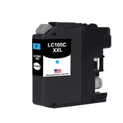Remanufactured for Brother LC105C Cyan Ink Cartridge – Super High-Yield (XXL)