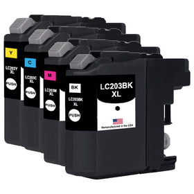 Remanufactured Brother LC203 high-yield ink cartridge 4-pack for the MFC-J480DW