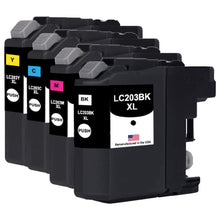 Load image into Gallery viewer, Remanufactured for Brother LC203XL Black and 3 Color Combo 4-Pack