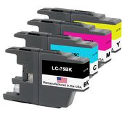 Remanufactured for Brother LC75 Ink Cartridges (LC75BK/LC75C/LC75M/LC75Y) – BCMY High-Yield 4-Pack