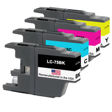 Load image into Gallery viewer, Remanufactured for Brother LC75 Black and 3 Color Combo 4-Pack