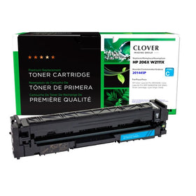 Compatible HP 206X high-yield cyan toner cartridge W2111X with chip for the Color LaserJet Pro M255dw