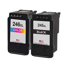 Remanufactured Canon PG-245XL black and CL-246XL color ink cartridge combo pack for the PIXMA TS3322