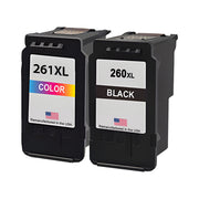 Remanufactured for Canon PG-260XL Black + CL-261XL Color Combo Pack