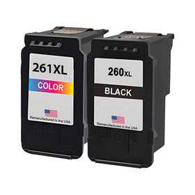 Remanufactured Canon PG-260XL black and CL-261XL color ink cartridge combo pack for the PIXMA TS6420a