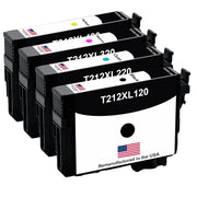 Remanufactured for Epson T212XL Black and 3 Color Combo 4-Pack (T212XL420/T212XL320/T212XL220/T212XL120)