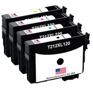 Remanufactured for Epson T212XL Black and 3 Color Combo 4-Pack
