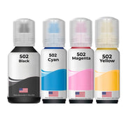 Epson 502 EcoTank Ink Bottles – BCMY 4-Pack (140 ml Black + 70 ml Colors) Compatible