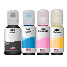 Load image into Gallery viewer, Compatible Ink Bottle for Epson 502 140 ml Pigment Black and 3 Color 70ml Combo 4-Pack