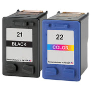 Remanufactured for HP 21 Black + HP 22 Tri-Color Combo Pack