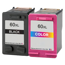 Load image into Gallery viewer, Remanufactured HP 60XL ink cartridges black &amp; tri-color 2-pack - full pack