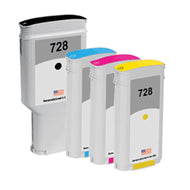 U.S. Remanufactured for HP 728 Matte Black 300mL / HP 728 130mL 4 Color Combo Pack