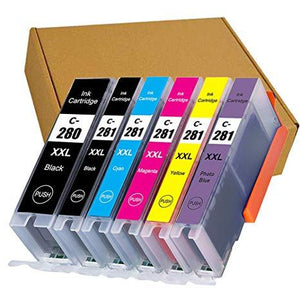 Canon PGi-280XXL, CLi-281XXL Set of 6 (Pigment Black, black, cyan, magenta, yellow, and photo blue)