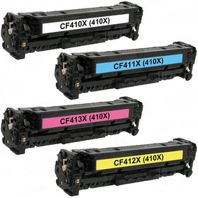 Compatible HP 410X high-yield toner cartridge 4-pack for the Color LaserJet Pro M452dn
