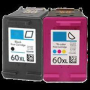 Remanufactured for HP 60XL Ink Cartridges – Black (CC641WN) & Tri-Color (CC644WN) 2-Pack