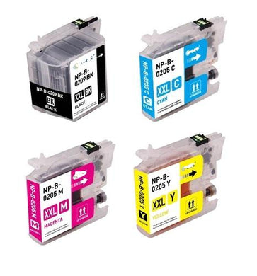Set of 4 Ink Cartridges for Brother LC209 and LC205: 1 Each of Black, Cyan, Magenta, & Yellow